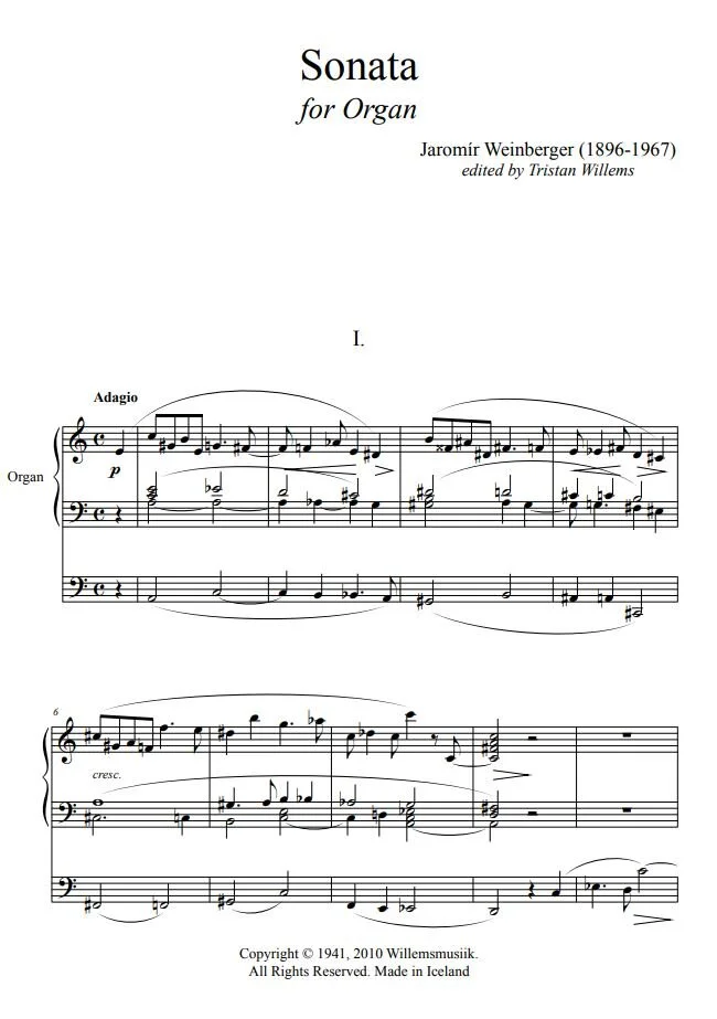 Jaromír Weinberger - Sonata for Organ