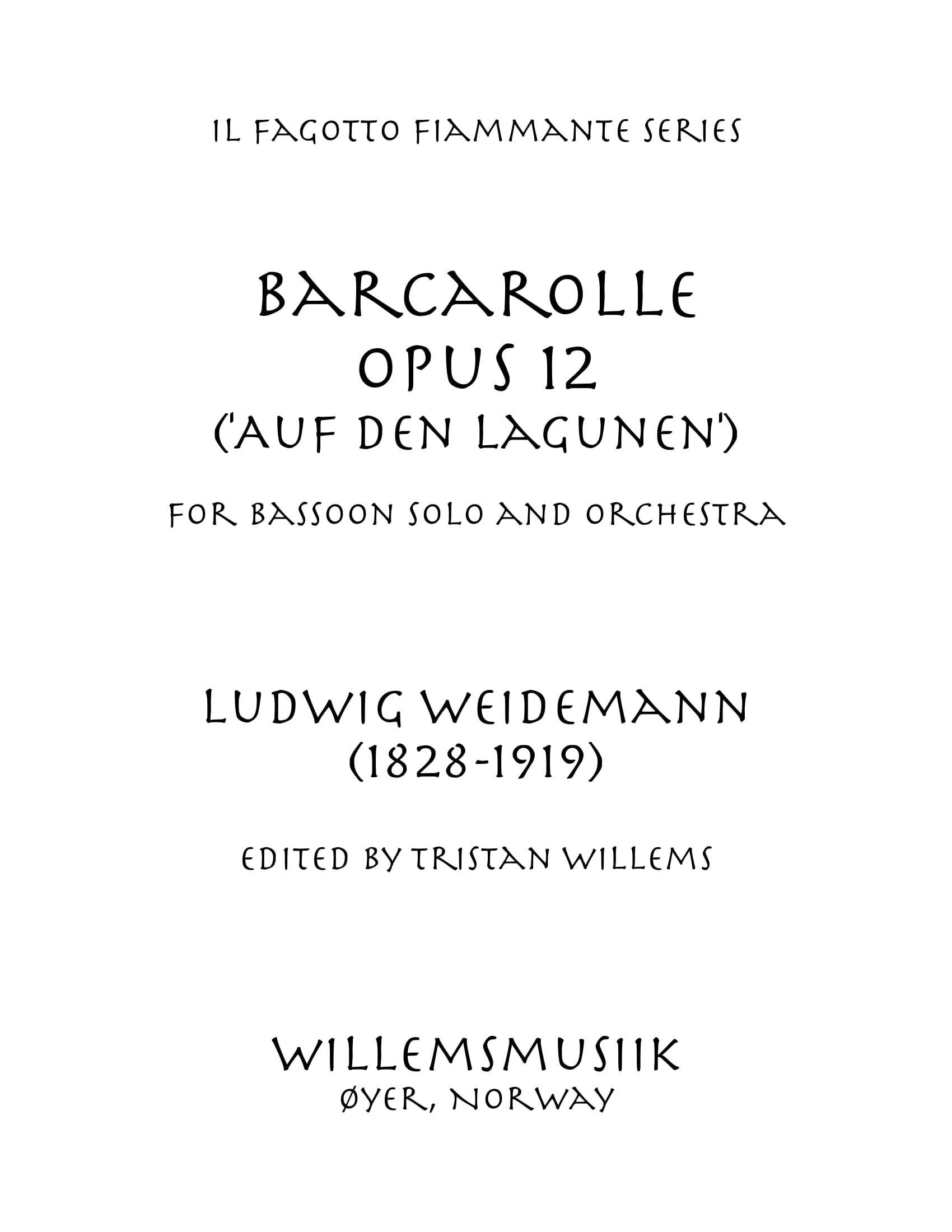 Ludwig Weidemann - Barcarolle, Opus 12 (Bassoon Solo and Orchestra)
