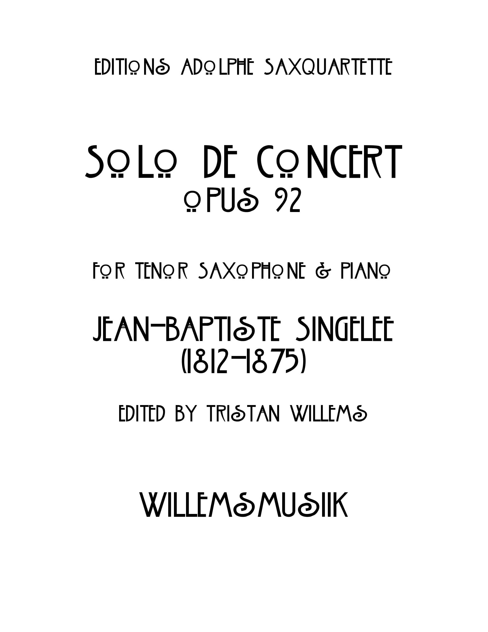 Jean-Baptiste Singelée - Solo de Concert, Opus 92