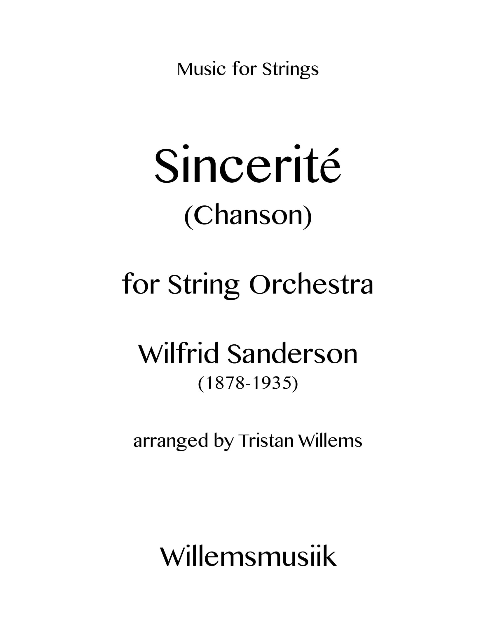 Wilfrid Sanderson - Sincerité (Chanson)