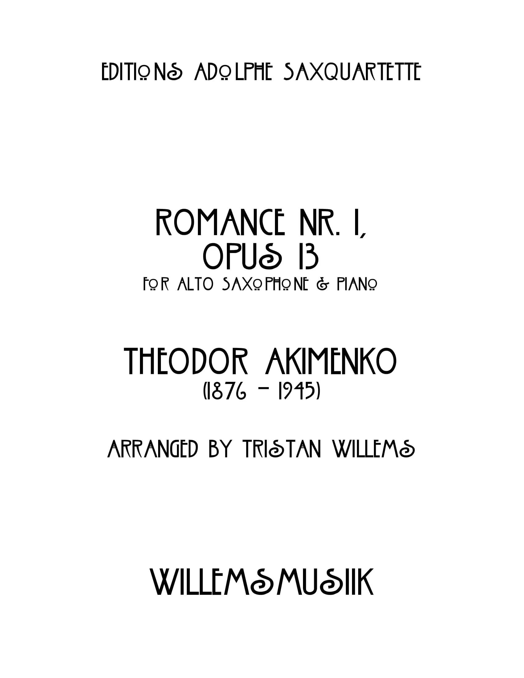 Theodore Akimenko - Romance Nr. 1, Opus 13