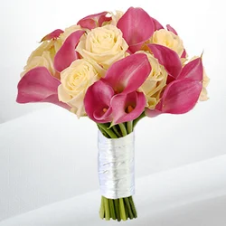 Mini Calla & Rose Supreme Wedding Bouquet $120