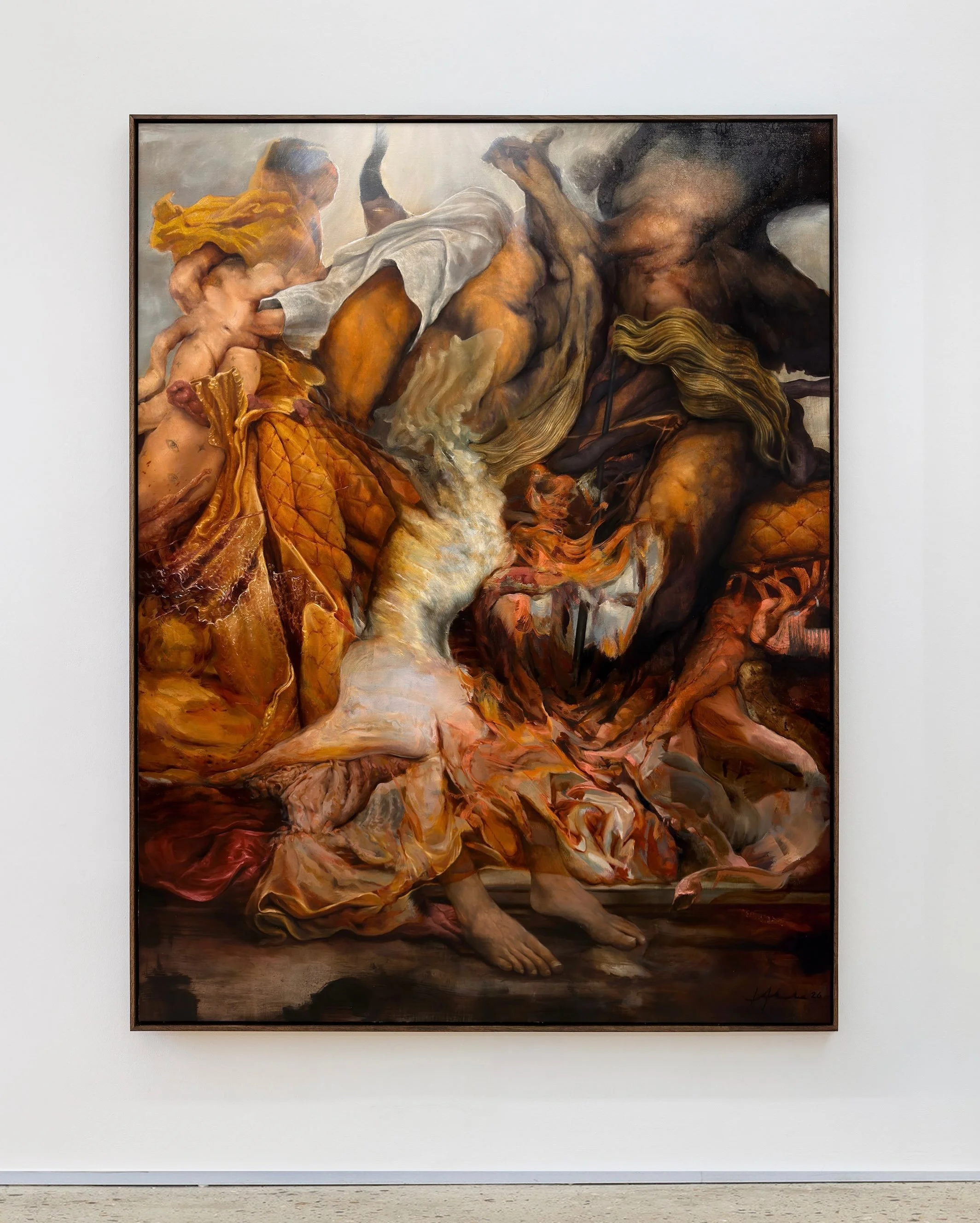 &lsquo;The Death of Earthly Kingship&rsquo;
.
Oil on canvas
130cm x 170cm
2026
Private Collection .
On show now at Il-Ħaġar Museum, Victoria, Gozo, till the 8 November - &lsquo;Without Limit - St Francis 800&rsquo;, collective exhibition. 
.
p a r a 