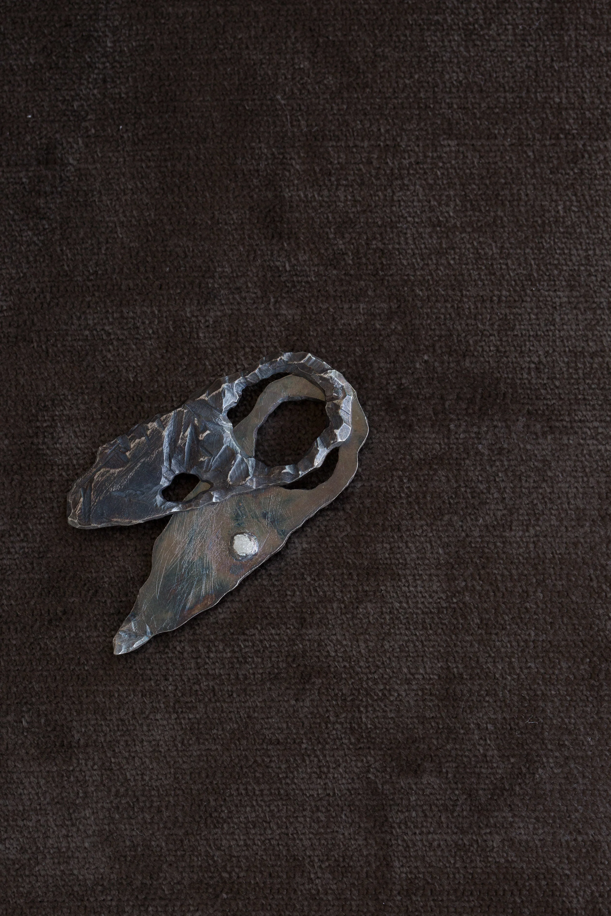 Silver rough diamond pendant