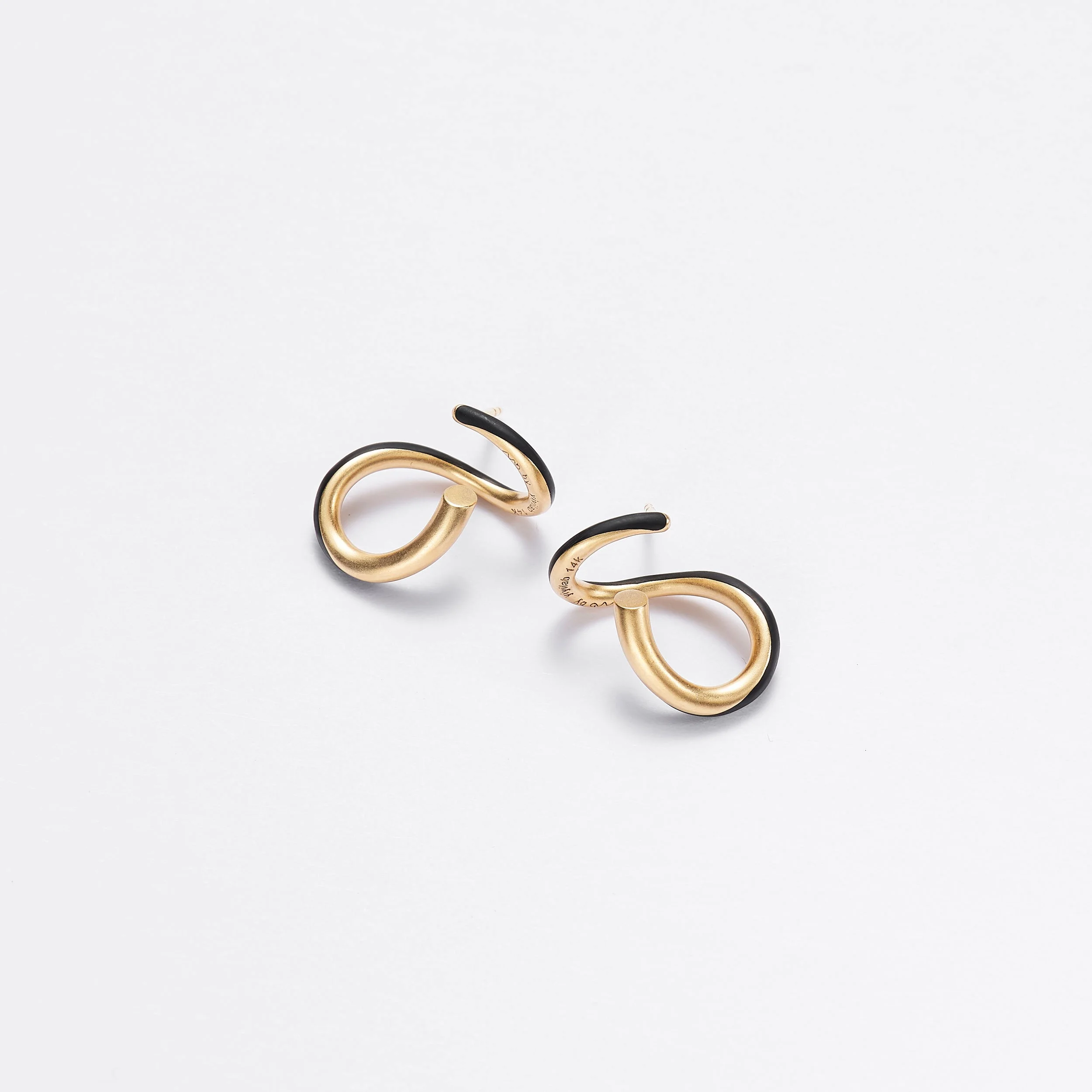 Black enamel and gold earrings