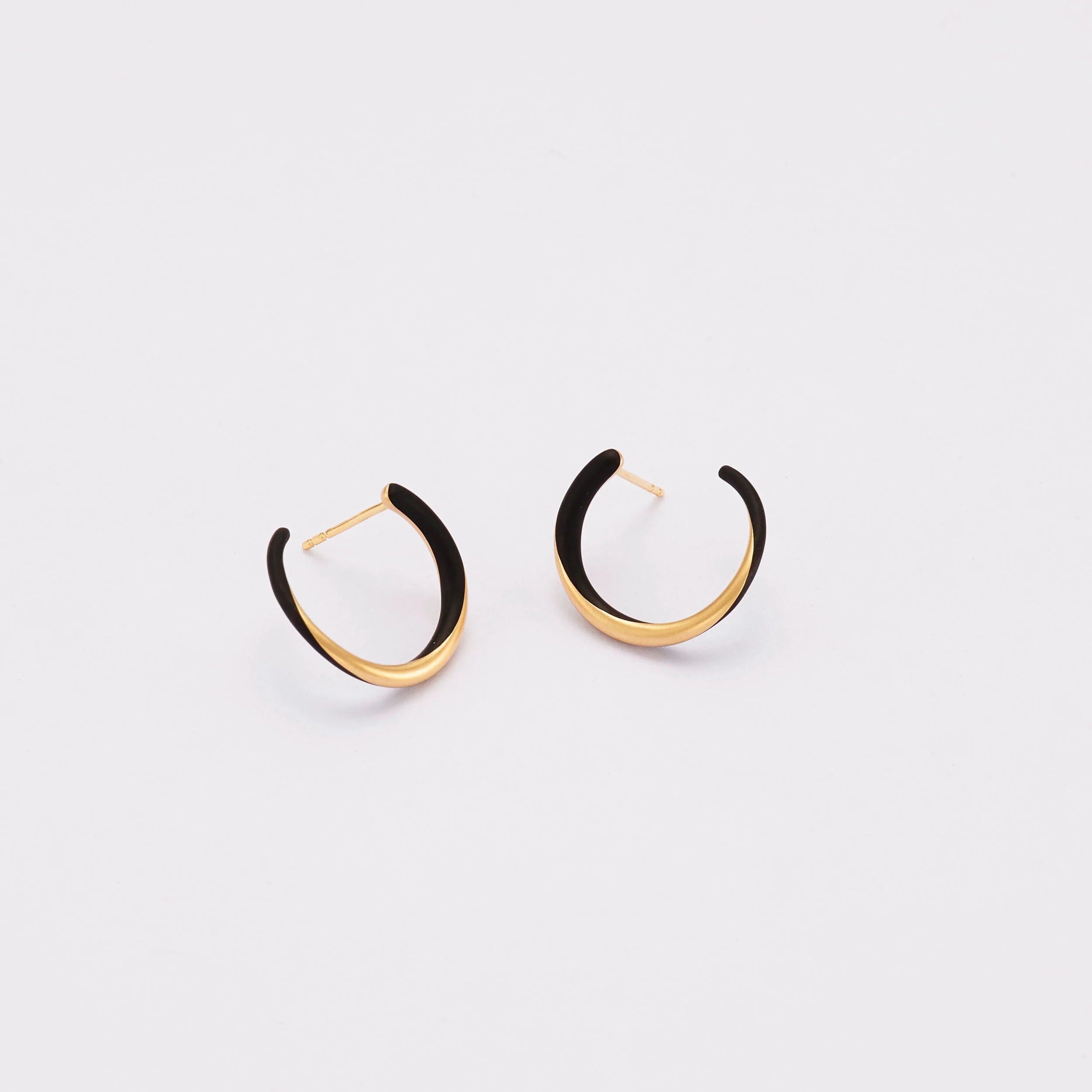 Black enamel and gold earrings
