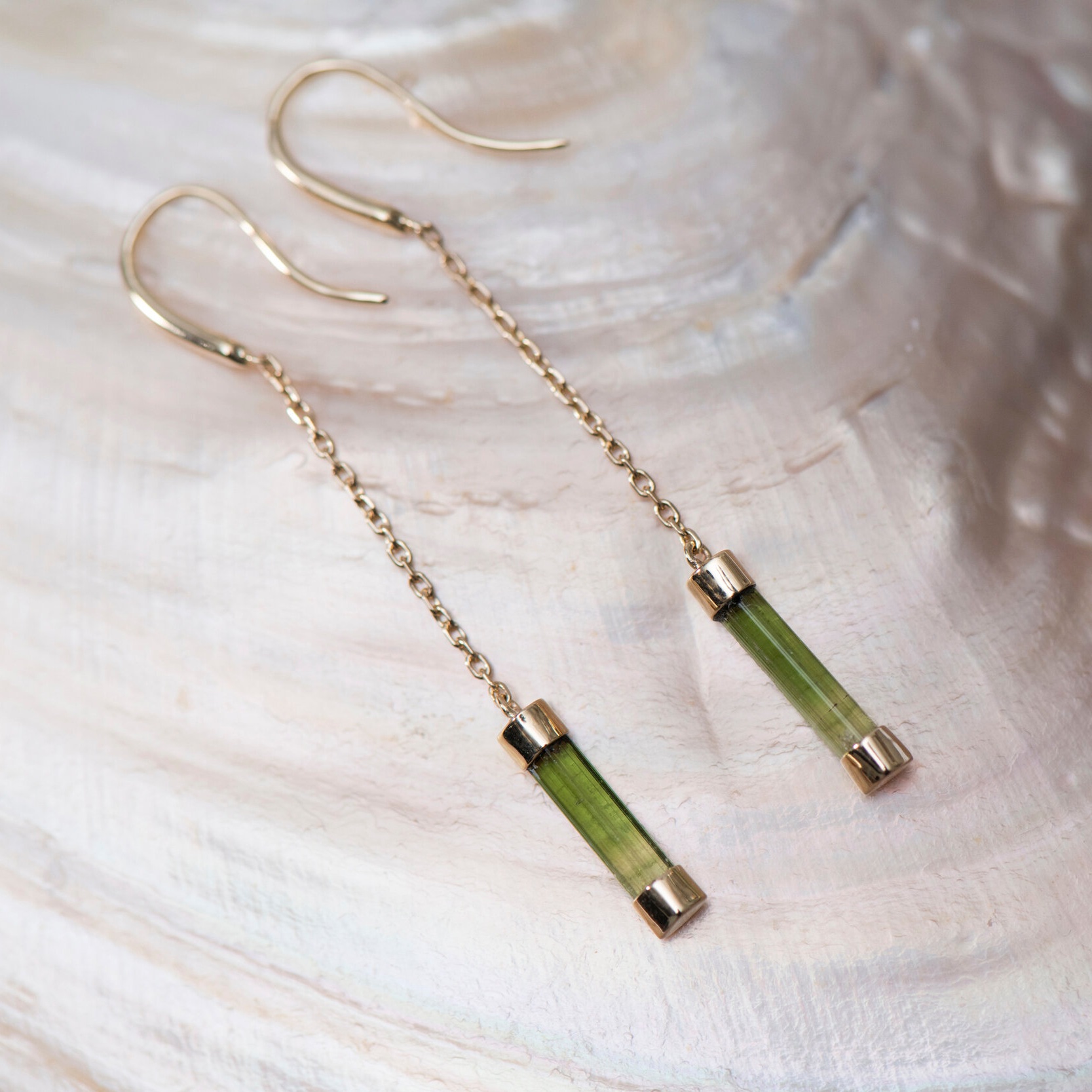 Tourmaline and gold earrings
