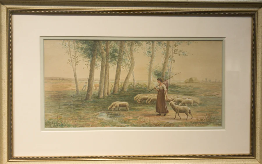 Lot: 157 /212 - Shepherdess and Her Flock