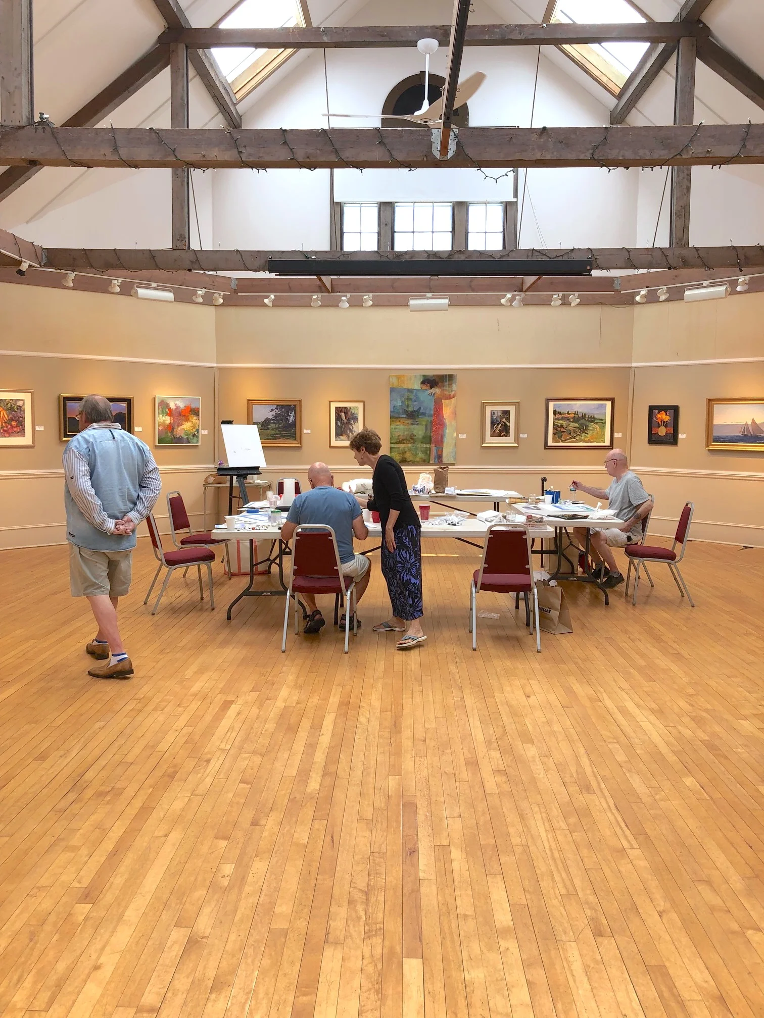 Painter Michele O’Neil instructs at aVeteran’s Class summer 2019. Free Veteran’s classes are held on Fridays in the RAA&M’s spacious and bright Hibbard Gallery.