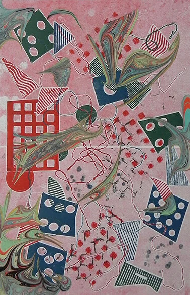 Lynda Goldberg , Sprites Monoprint & Chine Colle 1/1, 19 x 12 in. $425