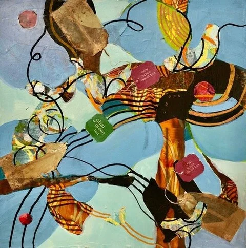 Susan Guest-Mcphail , Summer Water Mixed, Handpainted Papers, Paint & Found Items, 12 x 12 in. $500