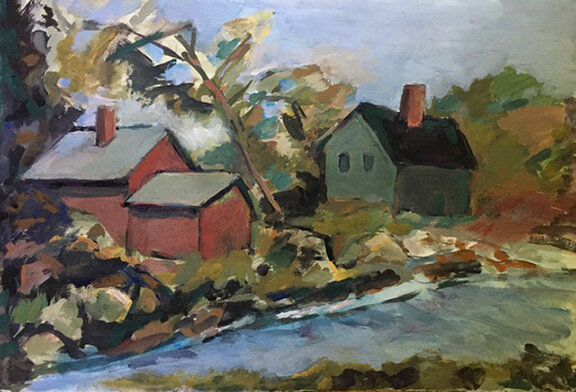 Charlotte Robert s, Little River Gloucester Gouache & Watercolor, 14 x 21 in. $800