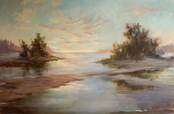 Rosalie Sidoti , Thaw on the Marsh Oil on Linen, 24 x 36 in. $4,000