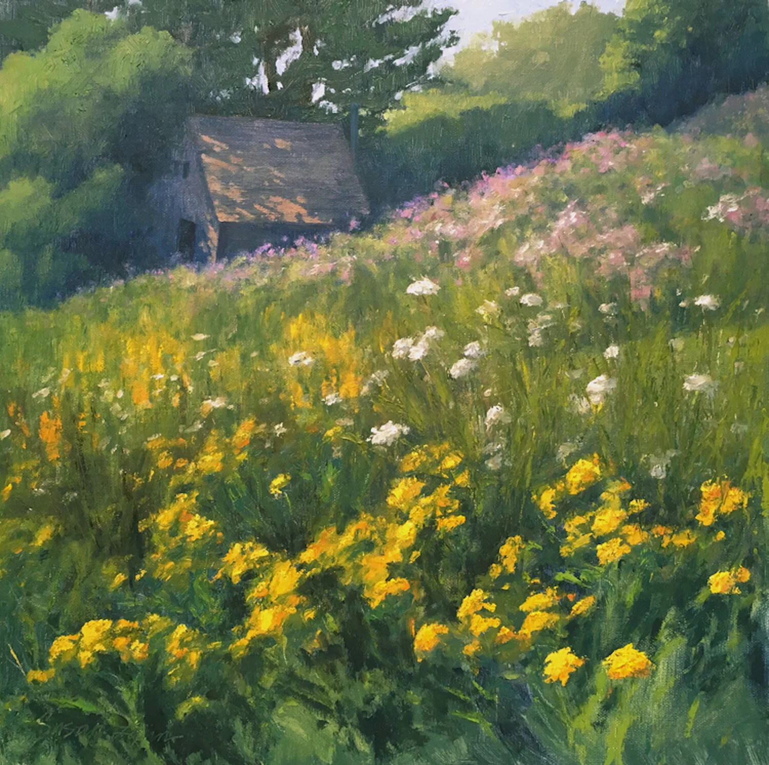   Susan Lynn ,  Just Beyond the Yarrow  oil, 12 x 12 in.  $1,200   John F. &amp; Margarget F. Kiernan Memorial Award for a meritorious landscape painting  