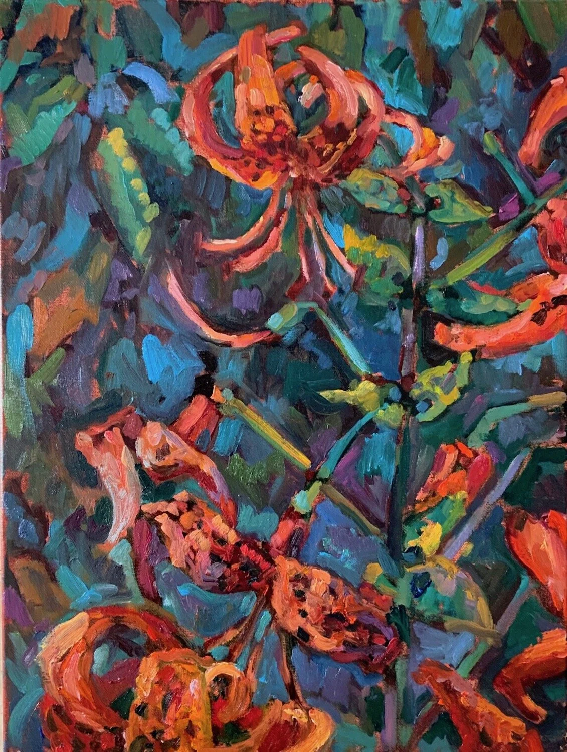 Heidi Caswell Zander , Lillyscape oil, 18 x 24 in. $950