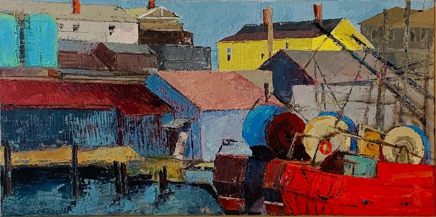 Janet Wolahan , View of Gloucester Harbor oil on canvas, 18 x 36 in. $1,800 Marjorie Romyms Memorial Award for unusual, professionally creative expression (painting, graphics or sculpture)