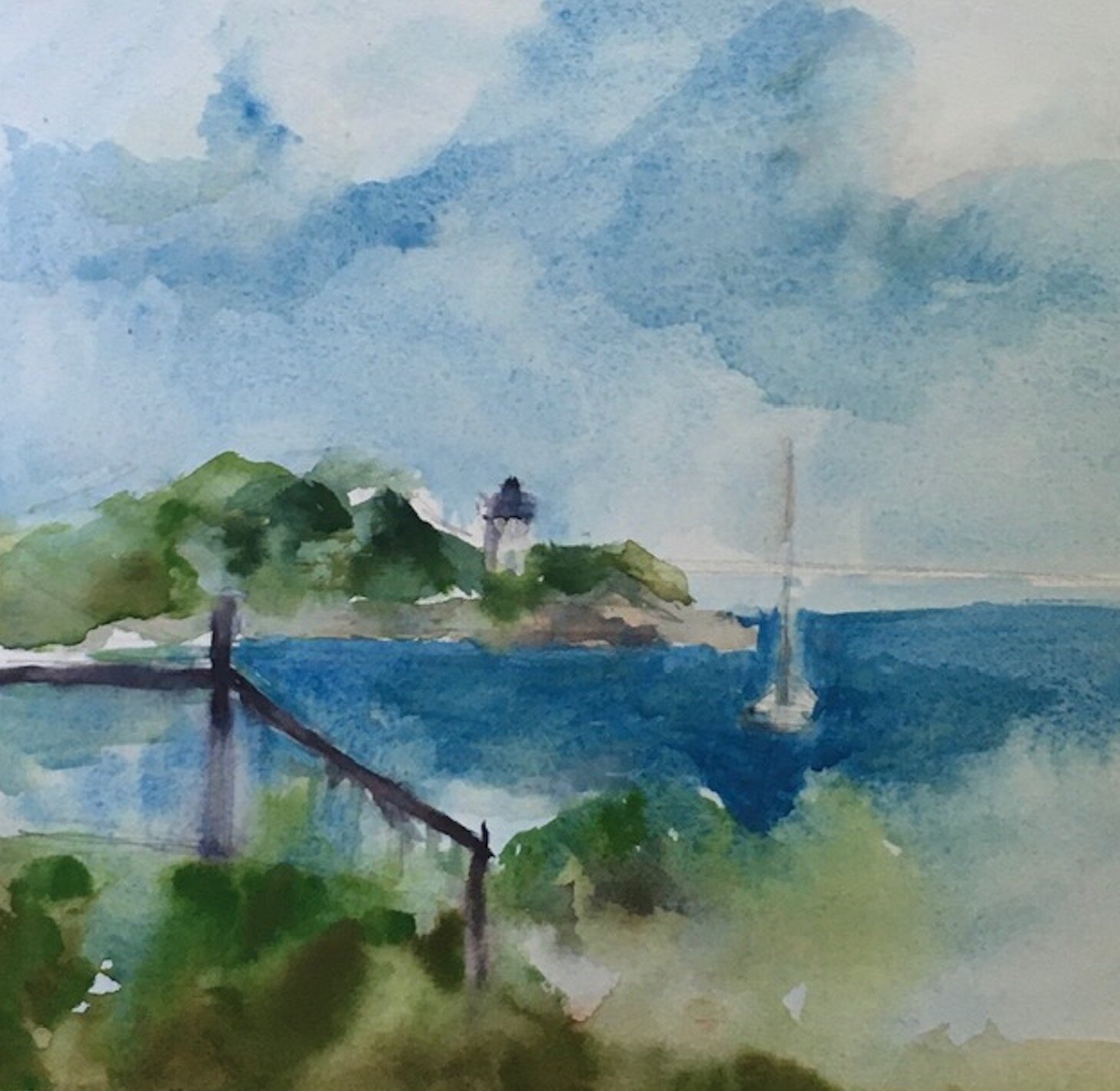 Charlotte Roberts , Gloucester Morning watercolor, 8 1/2 x 9 in. $500