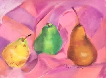  Mary Connor,  Three Pears  oil pastel, 12 x 15 in.  $150  
