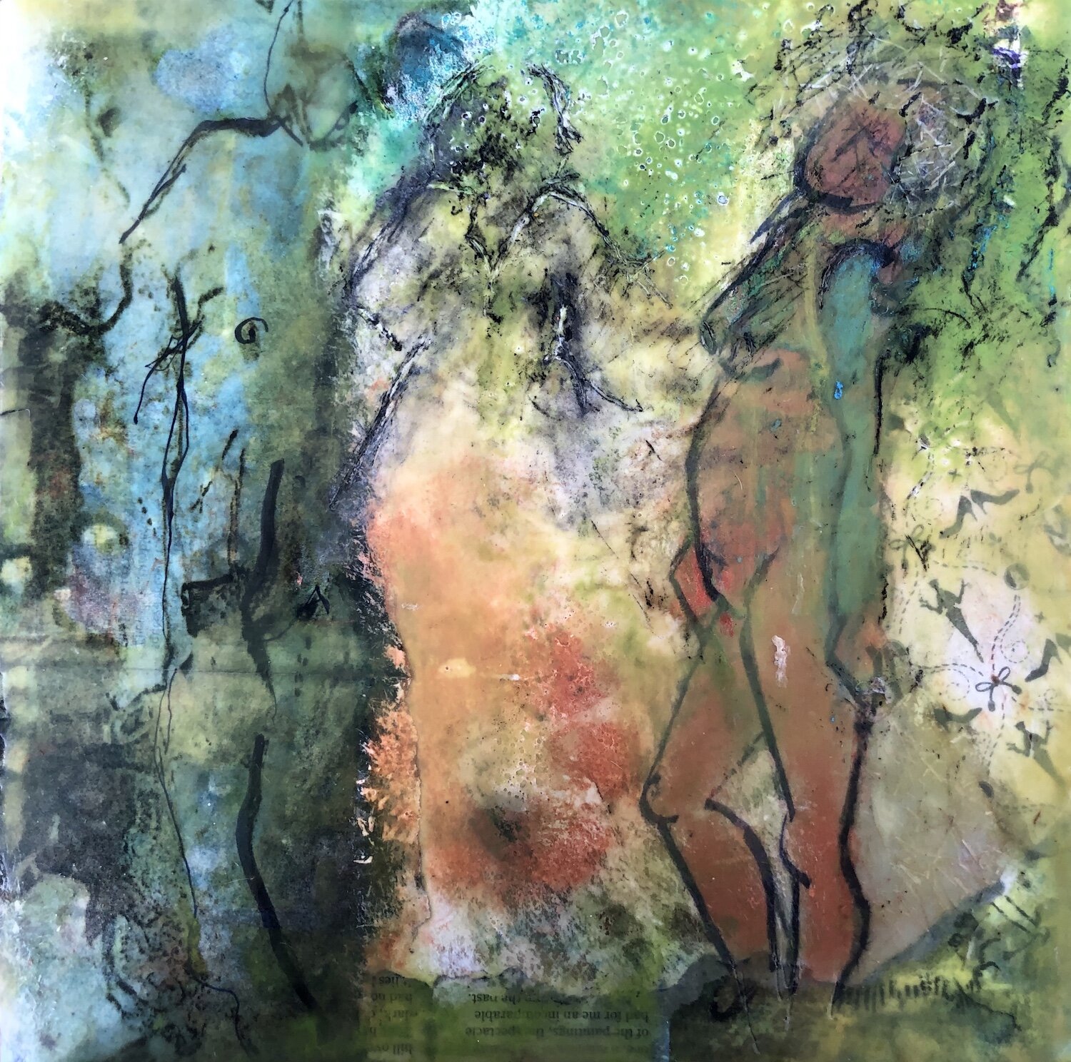 Paddy Ryding , Persuasion encaustic mixed media, 10 x 10 in. $200
