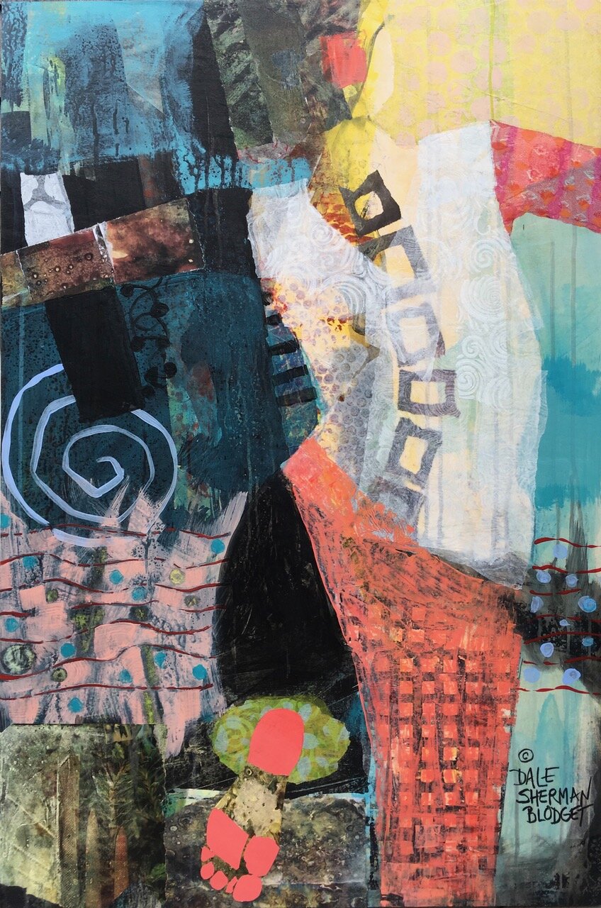 Dale Sherman Blodget, Bailar Senorita acrylic collage, 36 x 24 in. $2,100