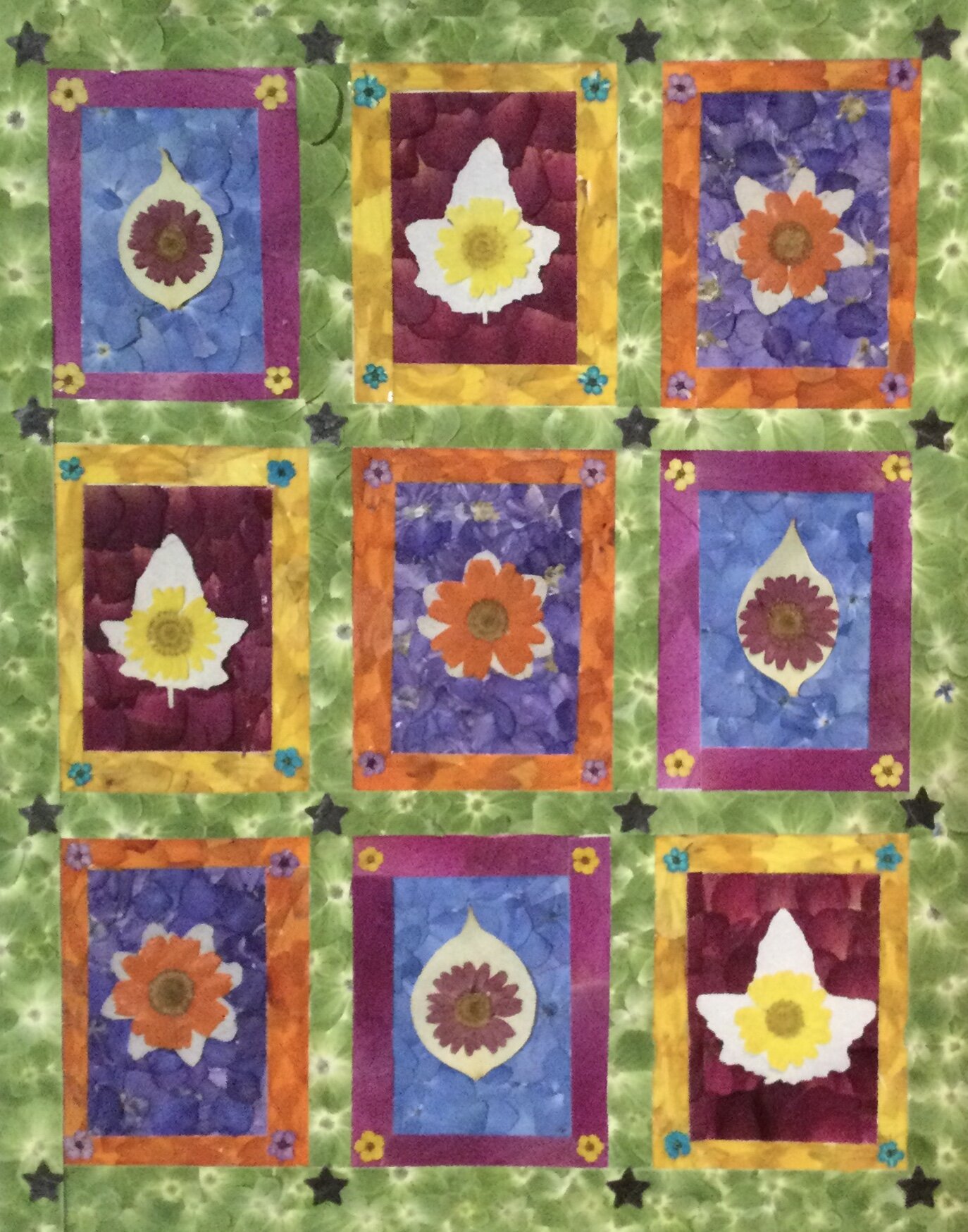 Jacqueline Harrington , Quilt pressed flowers, 16 x 20 in. $500
