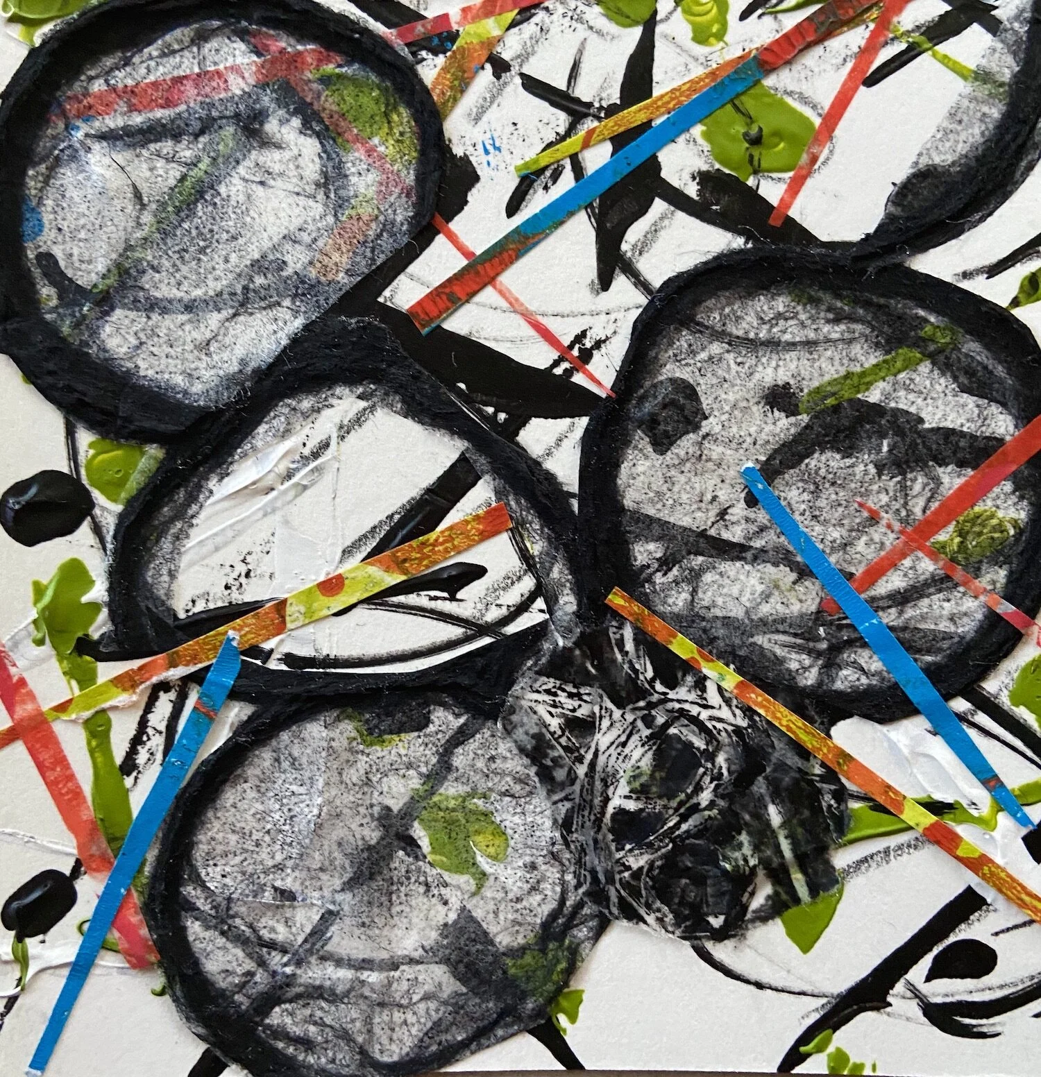 M. Kristine Fisher , Pick Up Sticks No. 1 mixed media on paper, 5 x 5 in. $350
