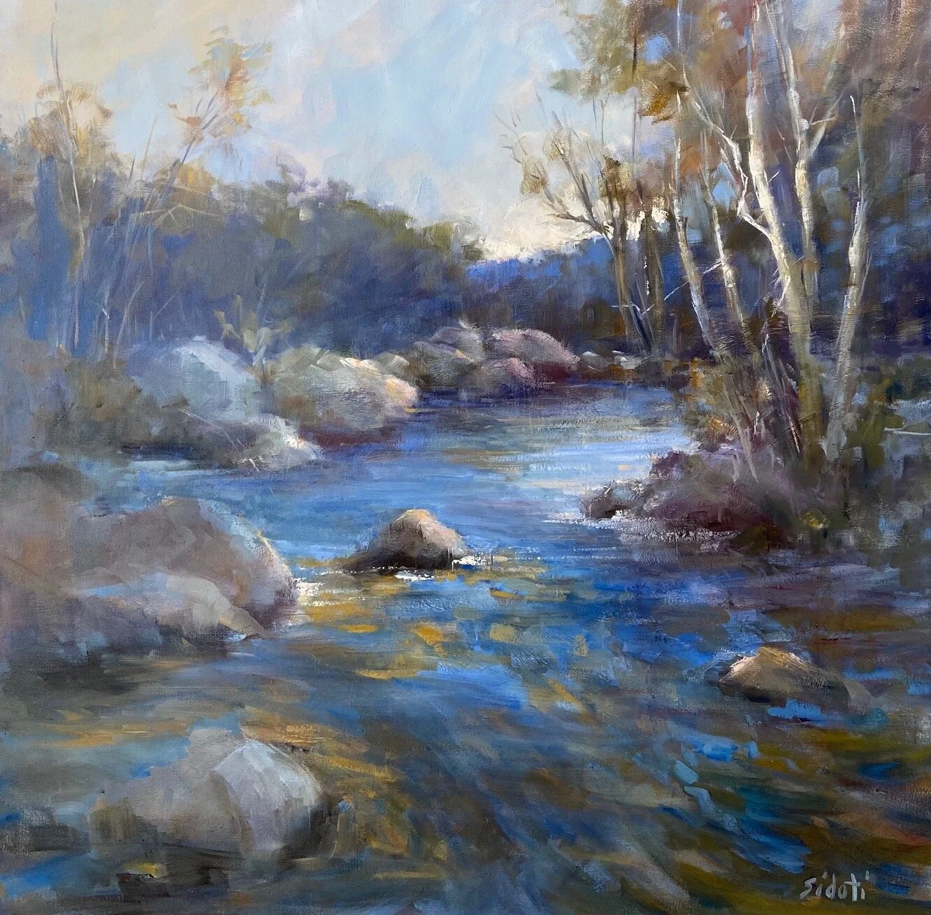 Rosalie Sidoti , Rushing Waters Oil, 24 x 24 in. $3,500