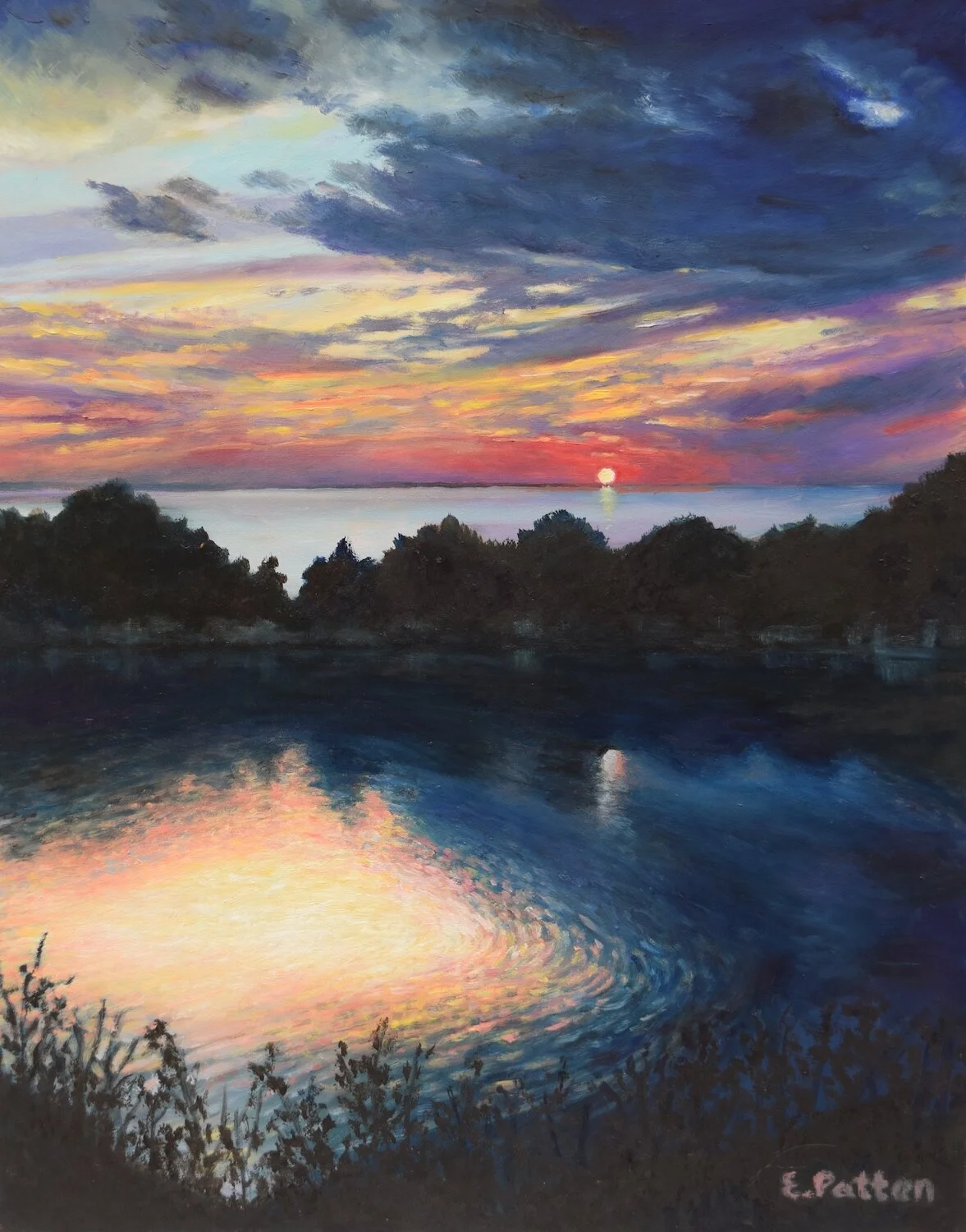   Eileen Patten Oliver,   Sunset Hallibut Point  Oil, 11 x 14 in.  $1,600  