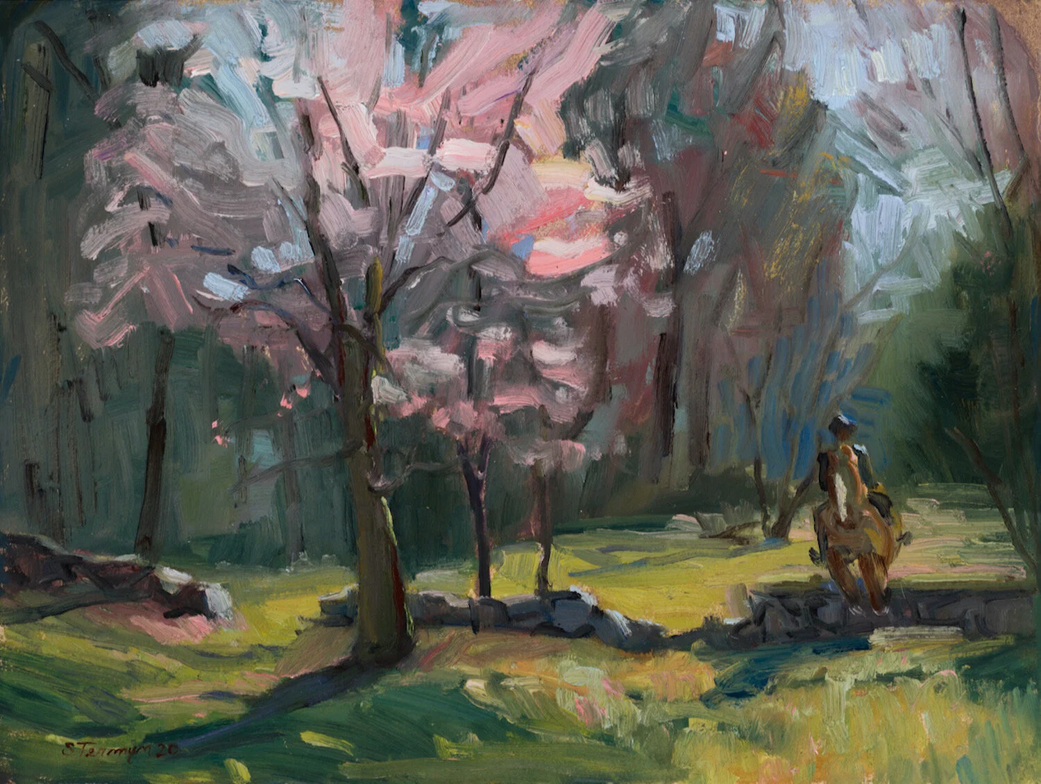   Susan Termyn ,  Spring Ride  Oil on paper, 12 x 16 in.  $1,600  