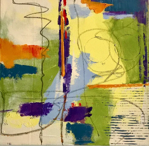 Carin Doben , Moving Forward I Oil & cold wax, 12 x 12 in. $400