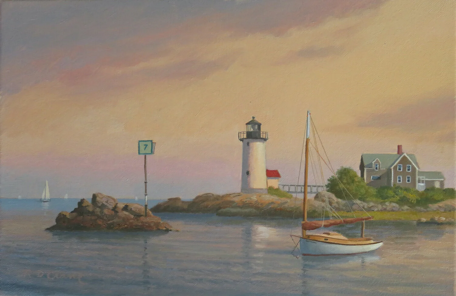 Ray Crane , Anchored Off Squam Light Oil on canvas, 8 x 12 in. $1,400