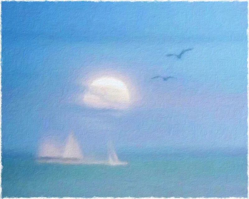 Janice Koskey , Moonrise Sail Photography-triple exposure on Velvet Fine Art Paper, 8 x 10 in. $150