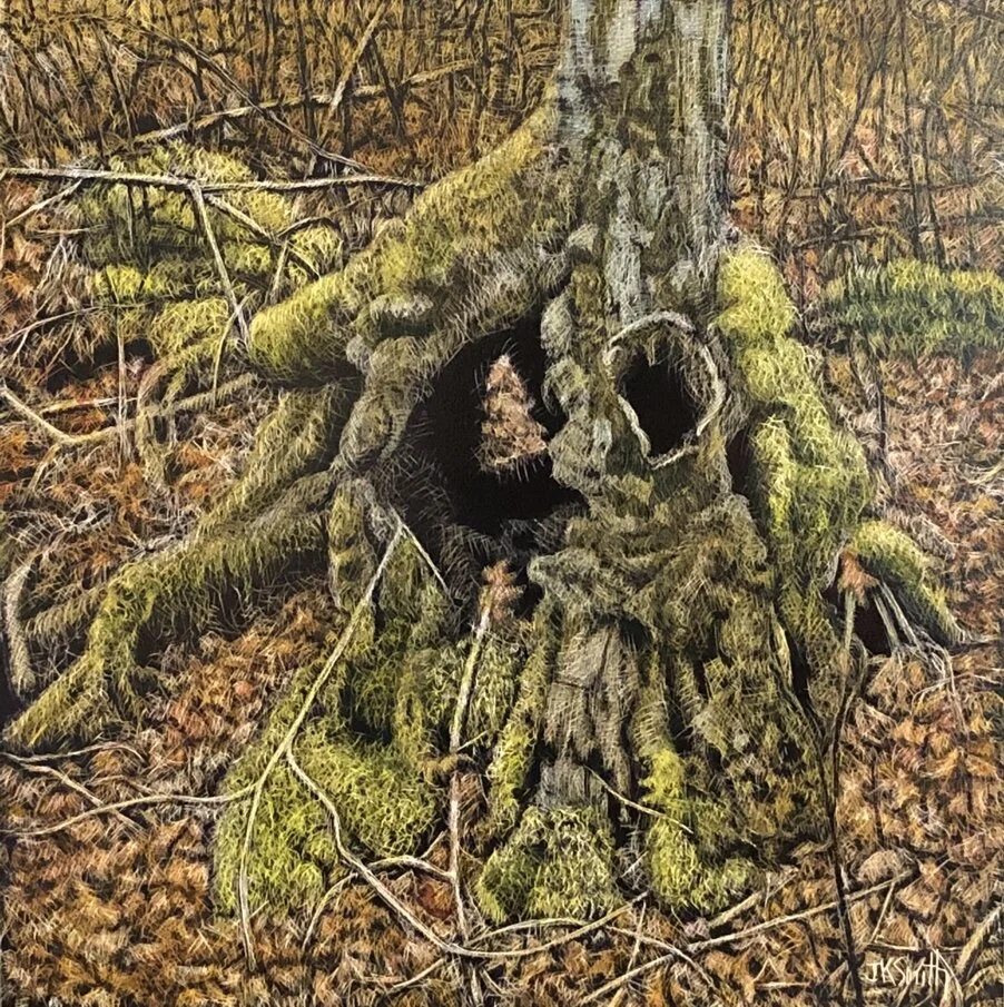   Joe Smith ,  The Swamp Thing  Scratchboard, 8 x 8 in.  $400  