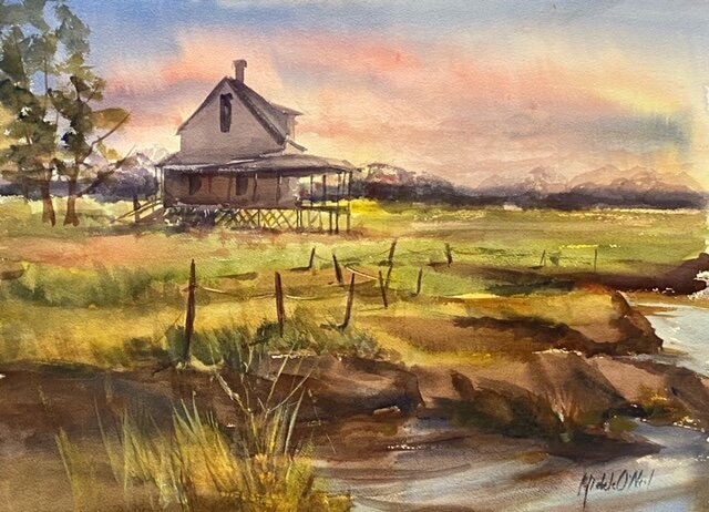 Michele O’Neil , Living on the Edge Watercolor, 33 x 27 in. $1,200