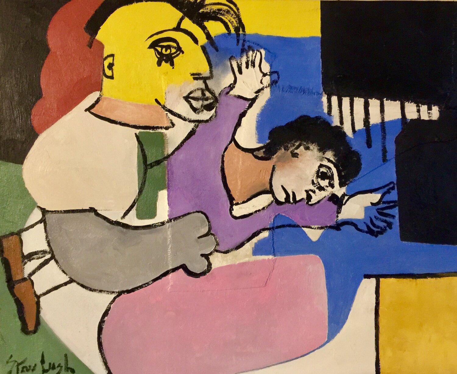 Steven Lush , Mother and Young Insurrectionist Oil Collage, 16 x 20 in. $2,750