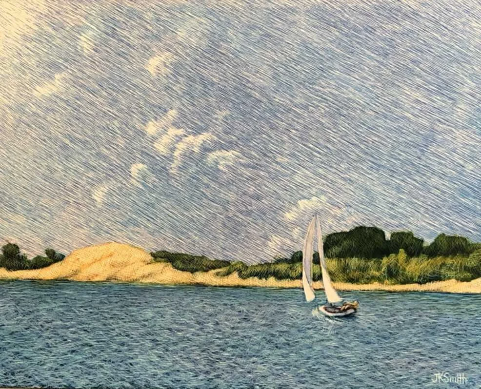   Joe Smith ,  Before the Wind  Scratchboard, 8 x 10 in.  $275  