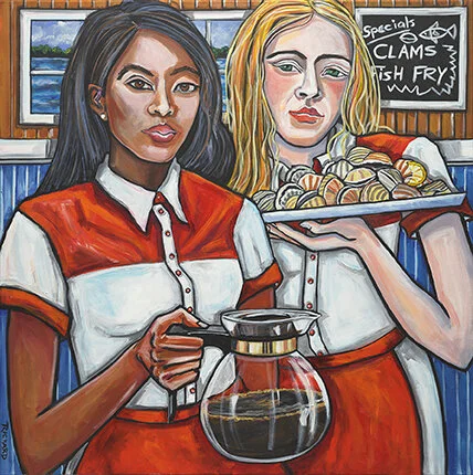 Clams and Fish Fry 40 x 40 in. Acrylic on canvas $4,200