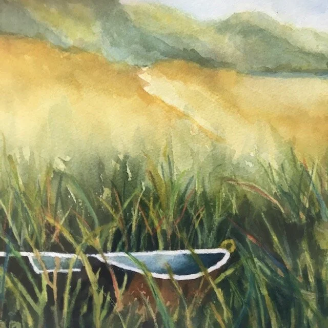   Nancy Caplan ,  Summer's End  Watercolor,	13 x 10 in.  $400  