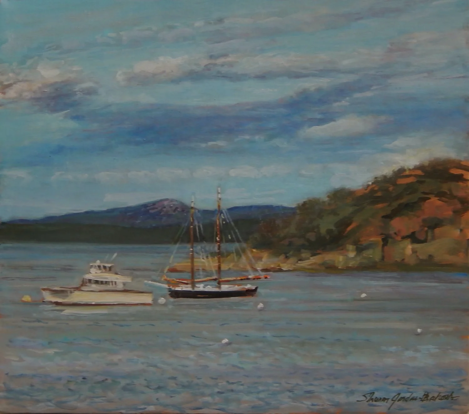   Sharon Jordan Bahosh ,  Bar Harbor in September  Oils, 16 x 18 in.  $1,500                 