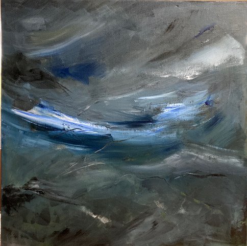 Judythe Evans Meagher , Stormy Shore Acrylic on canvas, 20 x 20 in. $500