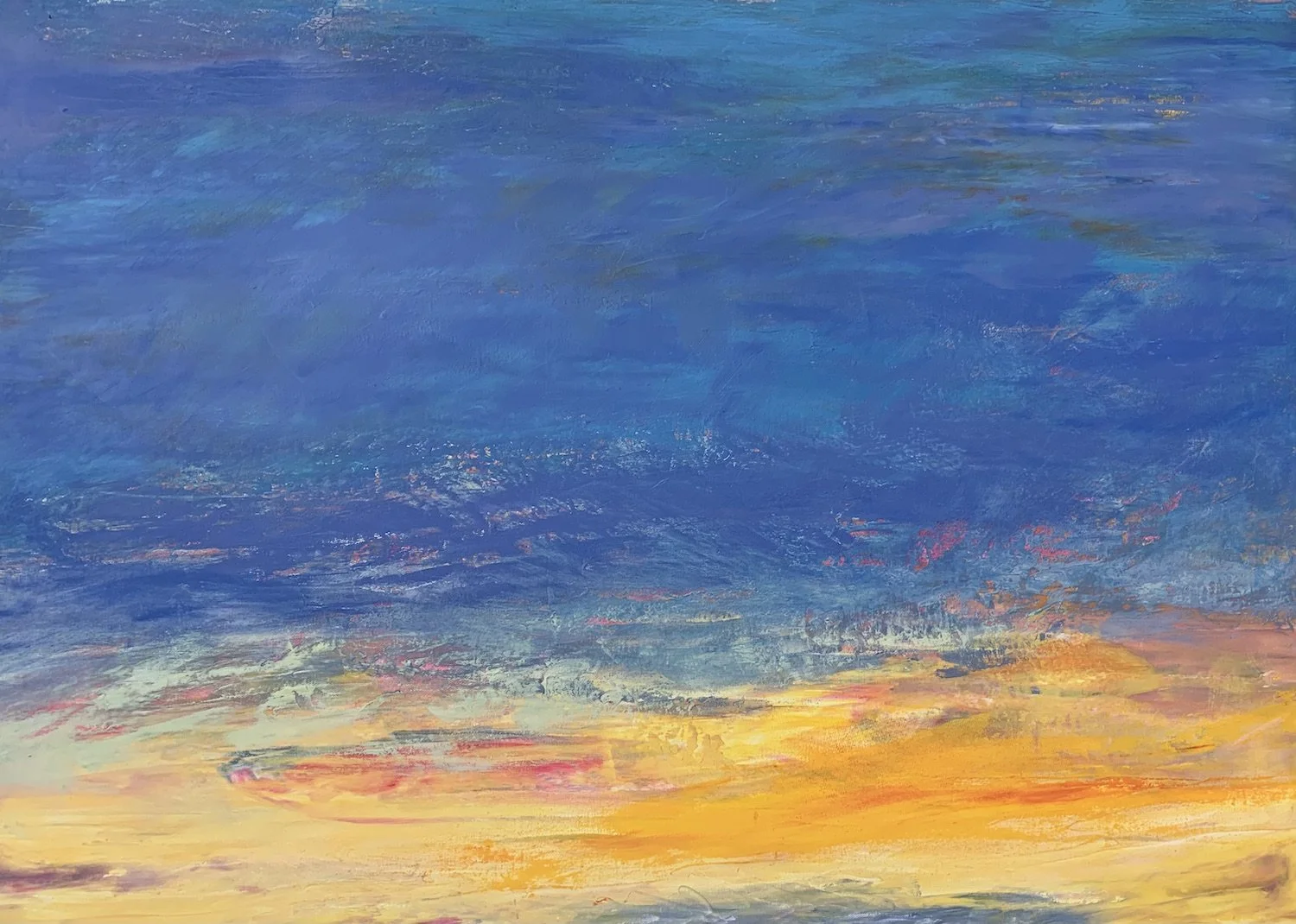 Carmela Martin , The Sky Falls Over Us Oil and Cold Wax, 30 x 40 in. $2,900
