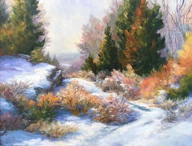   Linda Sinacola ,  Early Snow  Oil, 16 x 20 in.  $950  