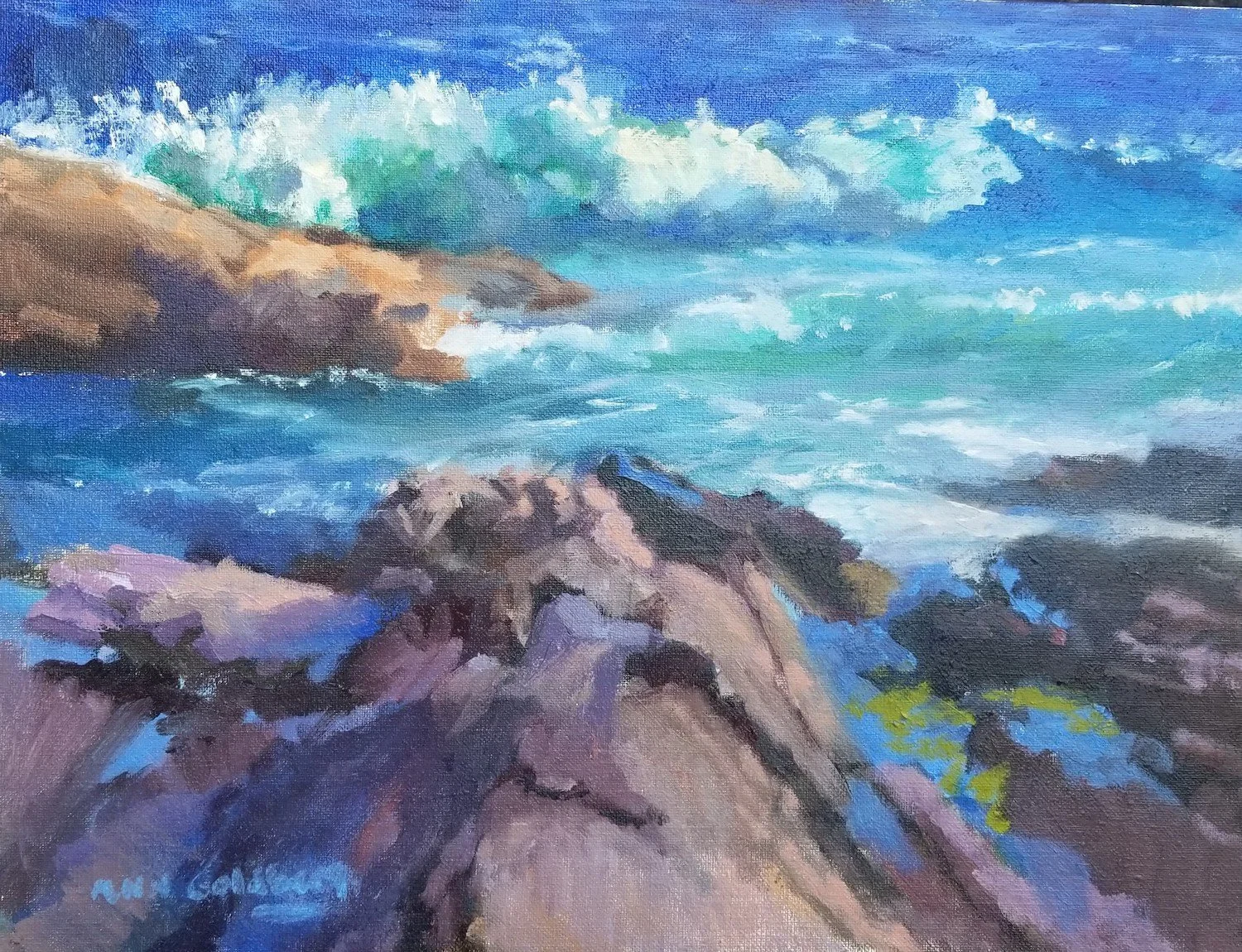   Ann Goldberg ,  Morning Surf  Oil on panel, 12 x 16 in.  $850  