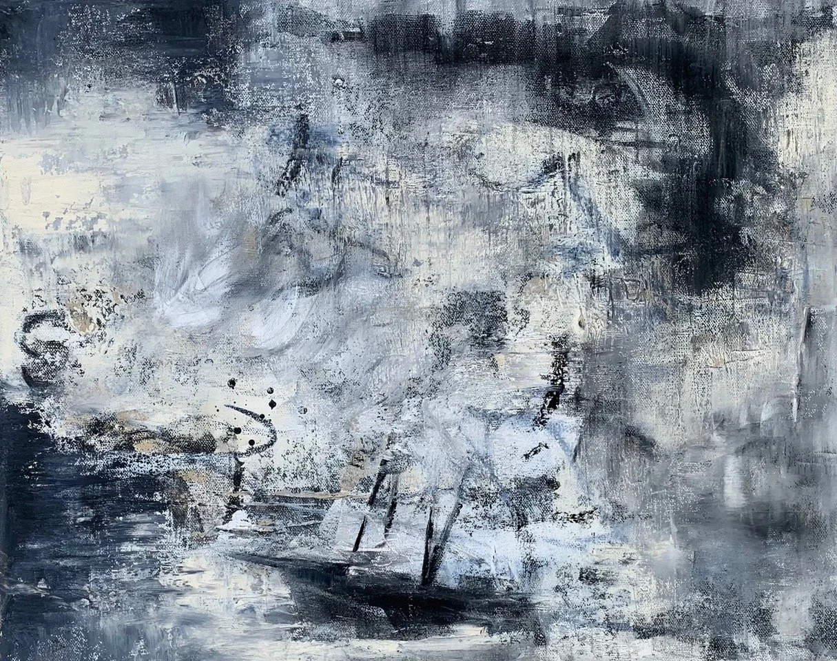   Carmela Martin ,  Storm Tossed  Acrylic, mixed on canvas, 16 x 20 in.  $850  