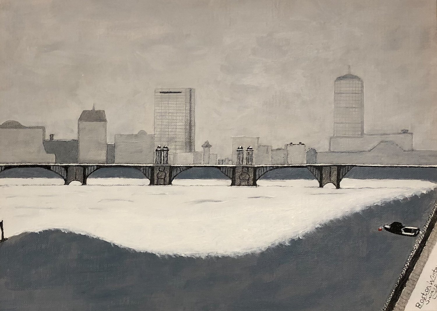 Robert Savage , Boston Winter Acrylic on canvas, 12 x 16 in $900