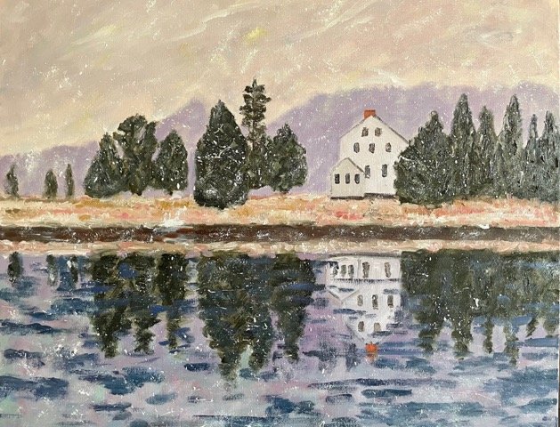Mike Storella , Snowy Paradise Oil on canvas, 24 x 30 in $3,200