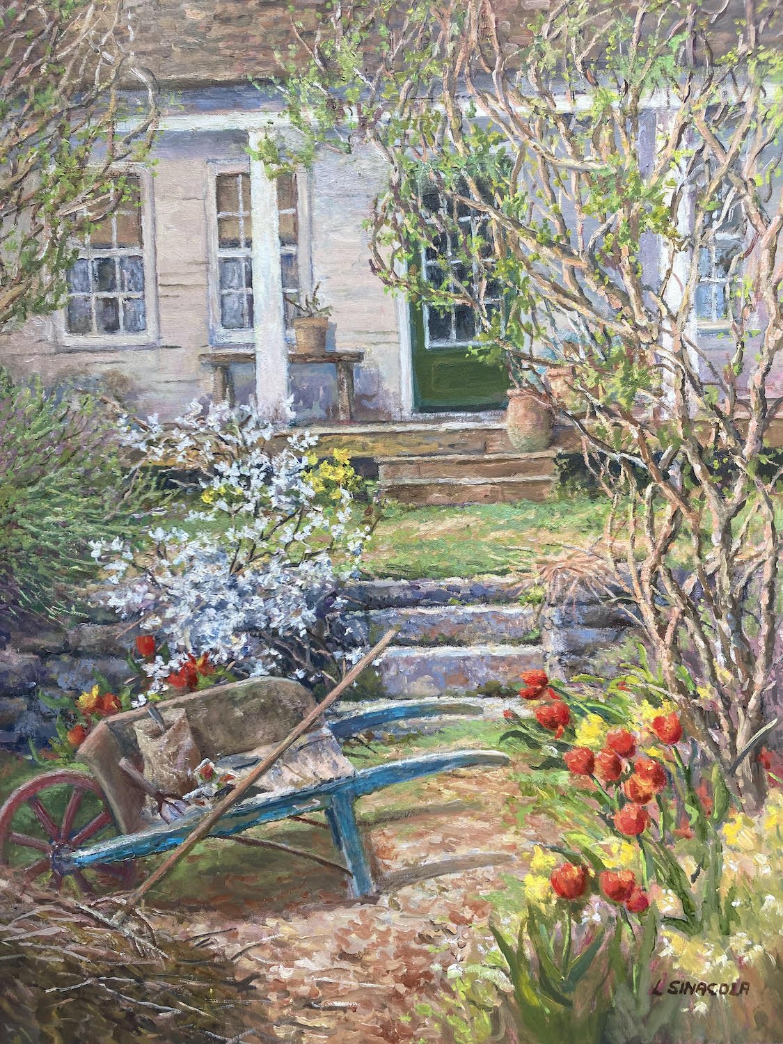 Linda Sinacola , Norma’s Porch in Spring Oil, 18 x 24 in. $1,500