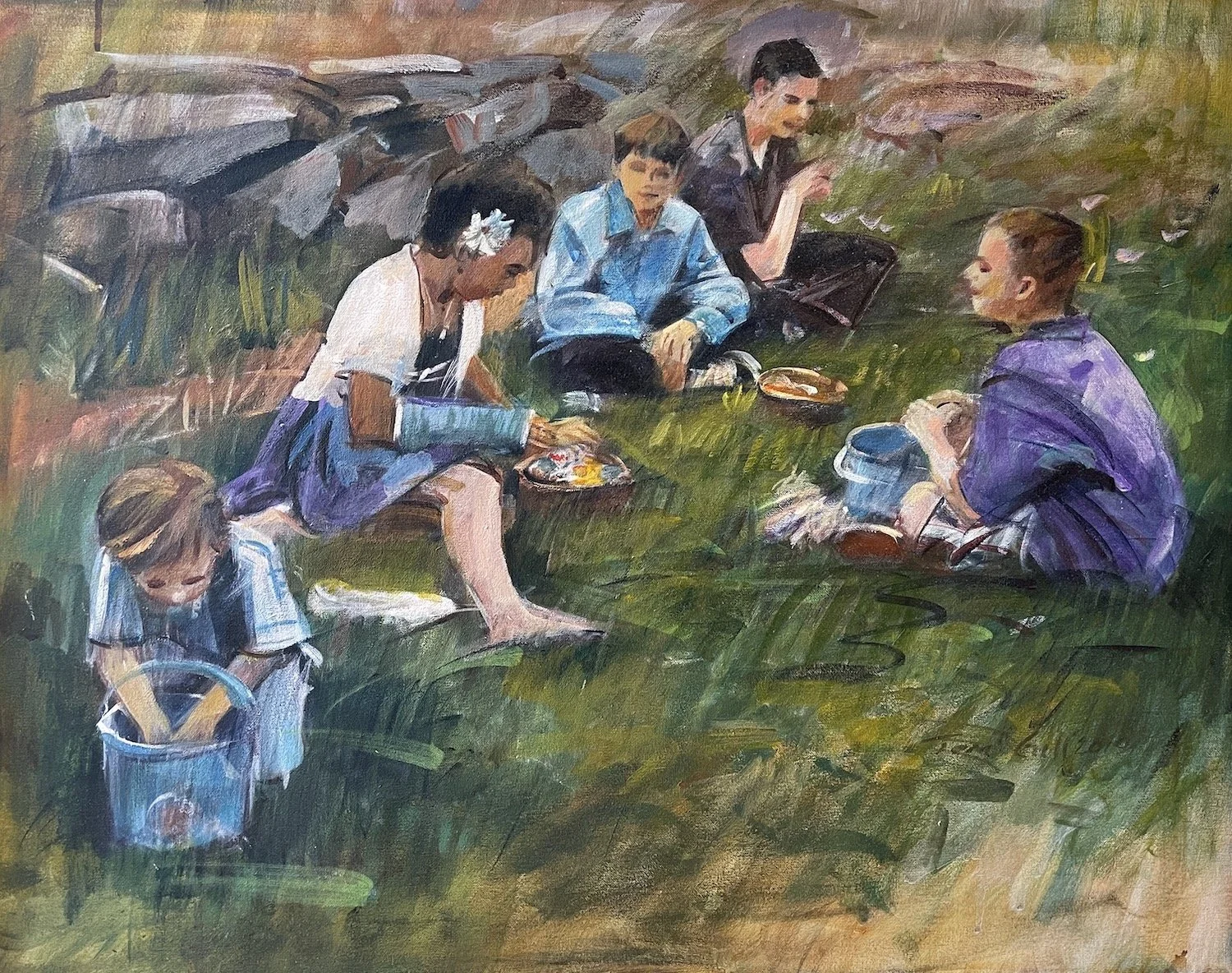 Tom Gill , After the Easter Egg Hunt Acrylic, 24 x 30 in. $3,600