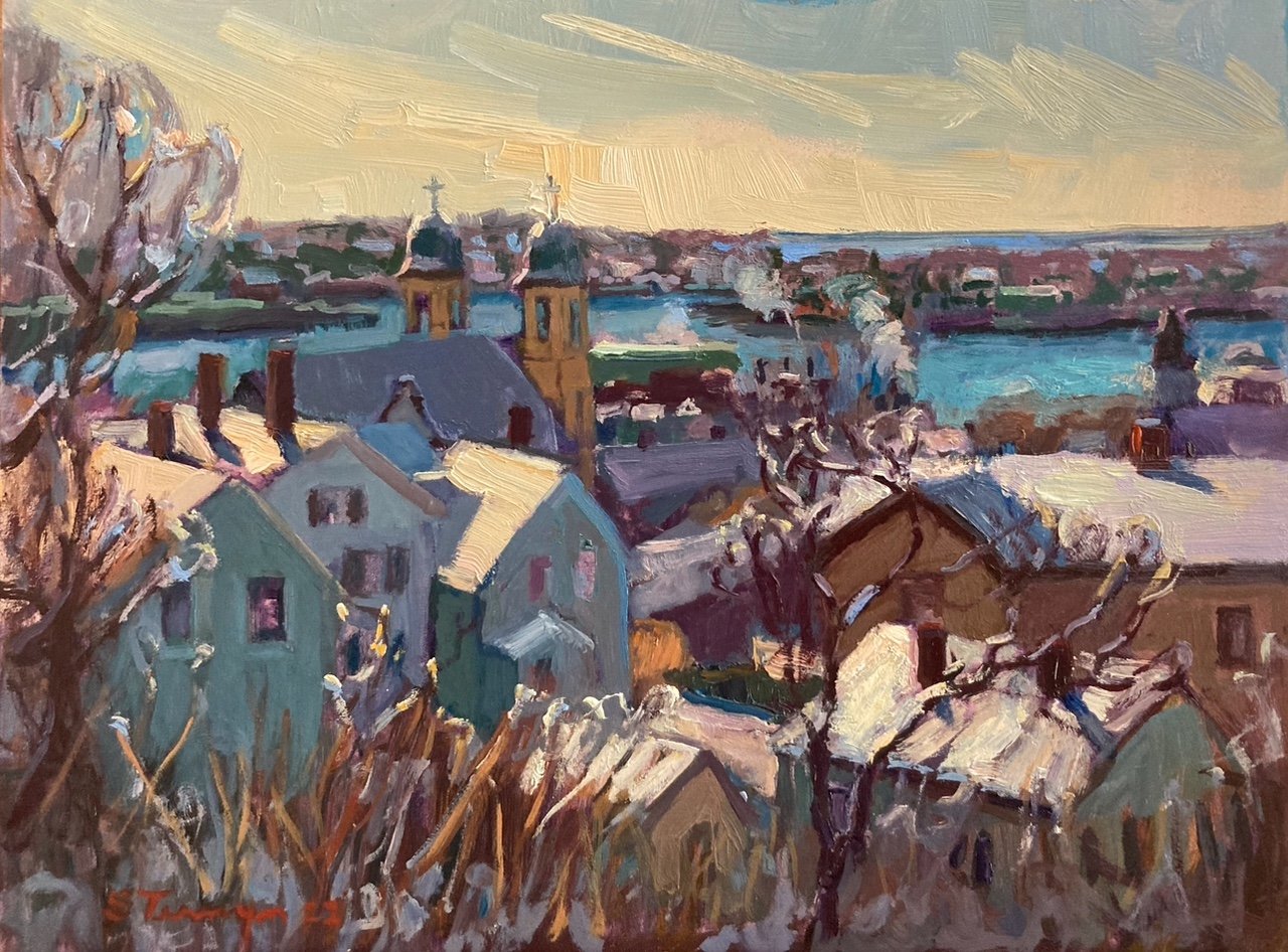 Susan Termyn , View from Fisherman’s Park, Early March Oil, 9 x 12 in. $1,200