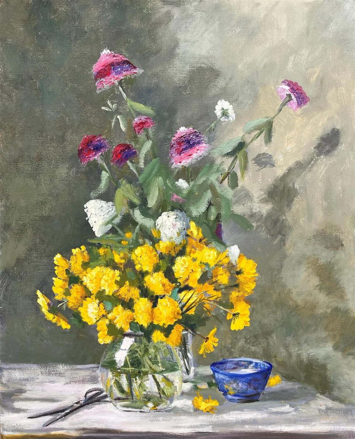 Gary Younker , Last of the Fall Flowers Oil on linen, 24 x 21 in. $900